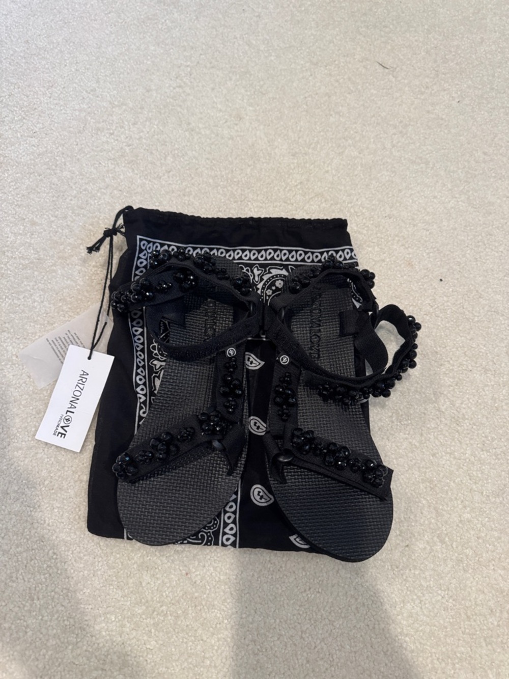 Arizona Love Black Beaded Sandals
